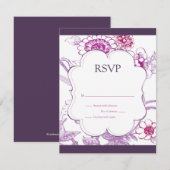 Paarse RSVP-reactiekaart voor Butterfly RSVP (Voorkant / Achterkant)