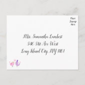 Paarse RSVP Wedding Lovebird Roze Lavendel Wedding Uitnodiging Briefkaart (Achterkant)