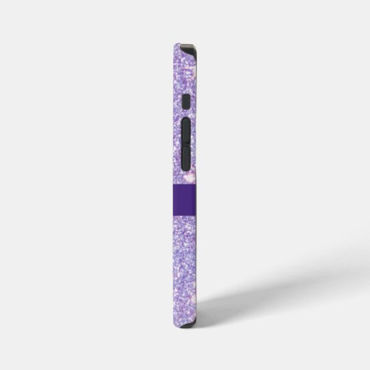 Paarse ruban zilveren glitter op maat iPhone hoesje (Linkerkant)