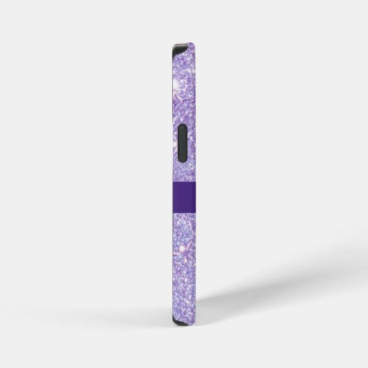 Paarse ruban zilveren glitter op maat iPhone hoesje (Rechterkant)