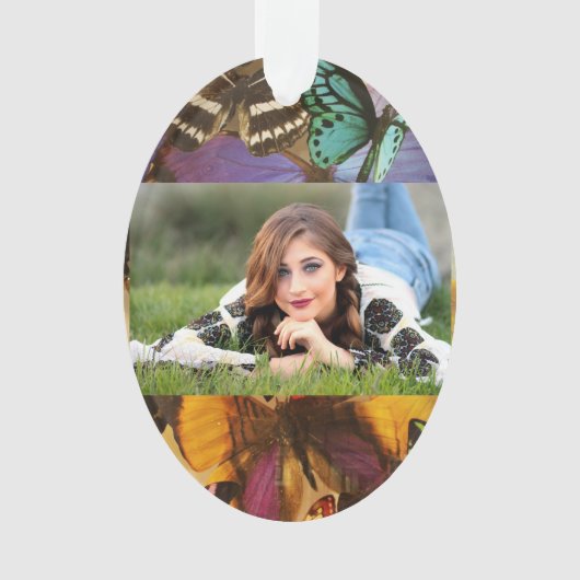 paarse rubberen oranje vlinder met kleurrijke trop ornament (voorkant)