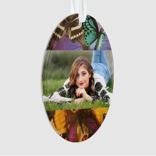 paarse rubberen oranje vlinder met kleurrijke trop ornament (voorkant)