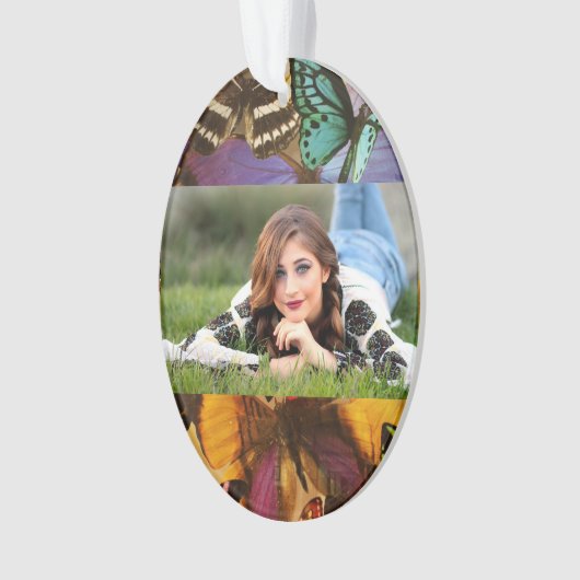 paarse rubberen oranje vlinder met kleurrijke trop ornament (voorkant)