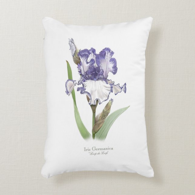 Paarse Ruffled Iris Floral Botanical Art Accent Kussen (Voorkant(Verticaal))