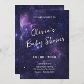 Paarse ruimte baby shower kaart (Voorkant / Achterkant)