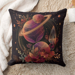 Paarse Ruimte Fantasie Kristallen Ring Planeet Kussen