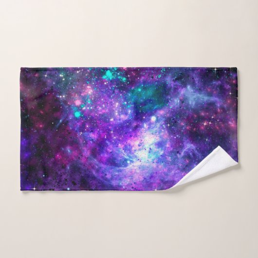 Paarse Ruimte Galaxy Cosmic Spacey Blauwgroen Roze Bad Handdoek (Handdoek)