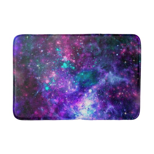 Paarse ruimte Galaxy Cosmic Spacey Blauwgroen roze Badmat (Voorkant)