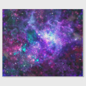 Paarse ruimte Galaxy Cosmic Spacey Blauwgroen roze Cadeaupapier (Vlak)