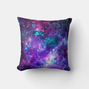 Paarse ruimte Galaxy Cosmic Spacey Blauwgroen roze Kussen