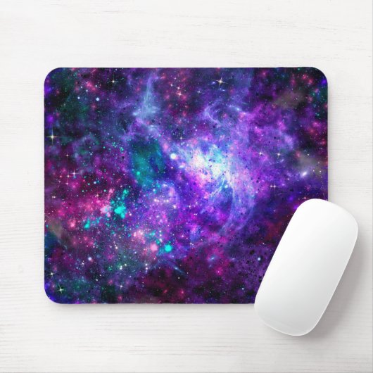 Paarse ruimte Galaxy Cosmic Spacey Blauwgroen roze Muismat (Met muis)