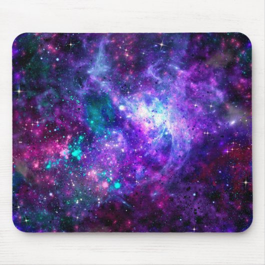 Paarse ruimte Galaxy Cosmic Spacey Blauwgroen roze Muismat (Voorkant)