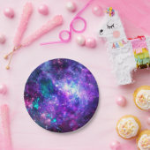 Paarse ruimte Galaxy Cosmic Spacey Blauwgroen roze Papieren Bordje (Feest)