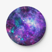 Paarse ruimte Galaxy Cosmic Spacey Blauwgroen roze Papieren Bordje (Voorkant)
