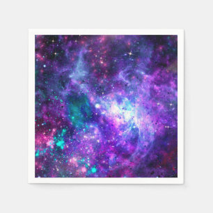Paarse ruimte Galaxy Cosmic Spacey Blauwgroen roze Servet