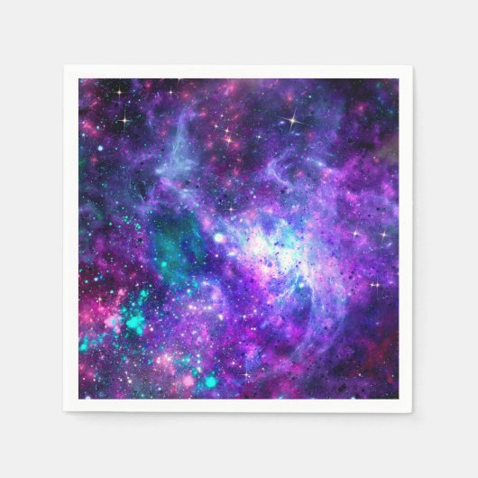 Paarse ruimte Galaxy Cosmic Spacey Blauwgroen roze Servet (Voorkant)