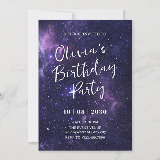 Paarse ruimte galaxy Invitation Kaart (Voorkant)