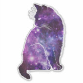 Paarse ruimte kat sticker (Voorkant)