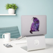 Paarse ruimte kat sticker (Laptop op bureau)