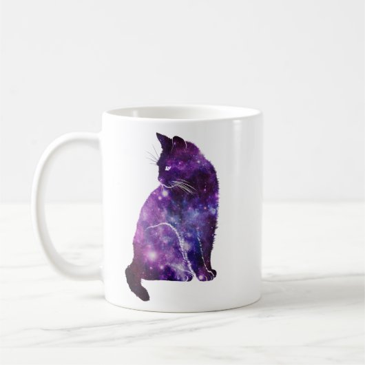 Paarse ruimte Nebula Cat Koffiemok (Links)