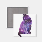 Paarse ruimte Nebula Cat Magneet (Voorkant / Achterkant)