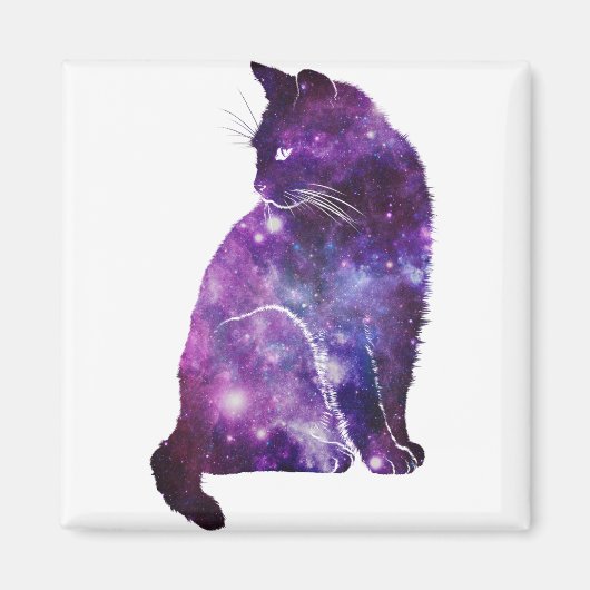 Paarse ruimte Nebula Cat Magneet (Voorkant)