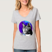 Paarse ruimte-nebula Cat-portret T-shirt (Voorkant)
