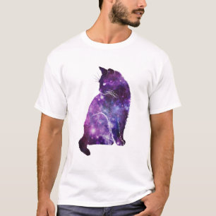 Paarse ruimte Nebula Cat T-shirt
