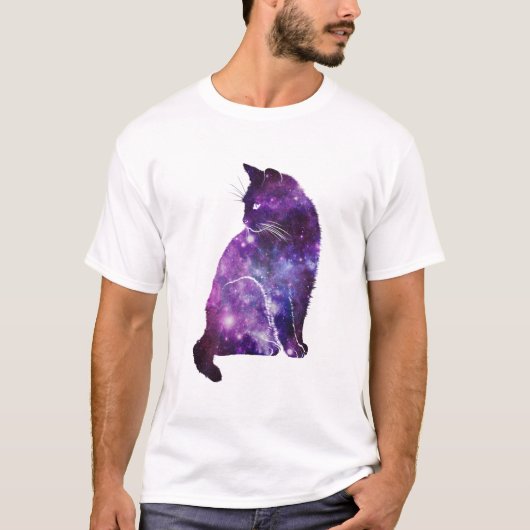 Paarse ruimte Nebula Cat T-shirt (Voorkant)