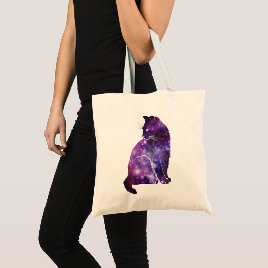 Paarse ruimte Nebula Cat Tote Bag (Voorkant (product))