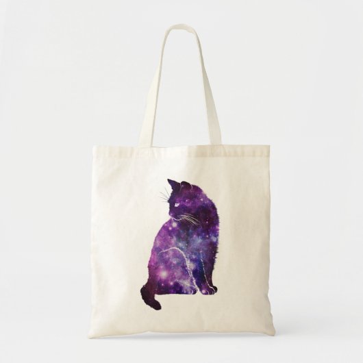 Paarse ruimte Nebula Cat Tote Bag (Voorkant)