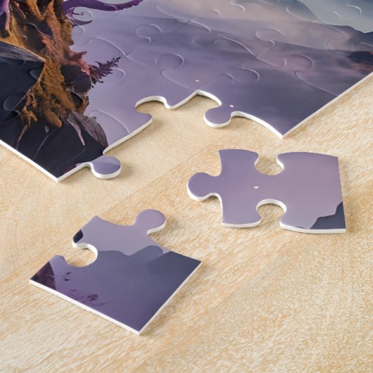 Paarse Ruimte Octopus Vetgedrukte Kleuren Puzzel Legpuzzel (Zijkant)