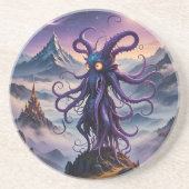 Paarse Ruimte Octopus Zandsteen Onderzetter (Voorkant)