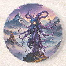 Paarse Ruimte Octopus Zandsteen Onderzetter