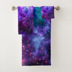 Paarse Ruimte Sterrenstelsel Kosmische Ruimterig T Bad Handdoek
