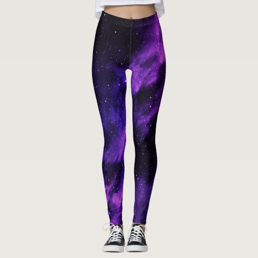 Paarse ruimteas leggings (Voorkant)