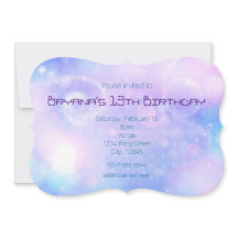 Paarse Ruimtelichten Verjaardagsfeest Uitnodiginge