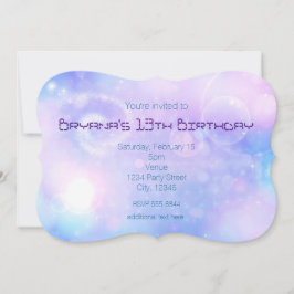 Paarse Ruimtelichten Verjaardagsfeest Uitnodiginge Kaart