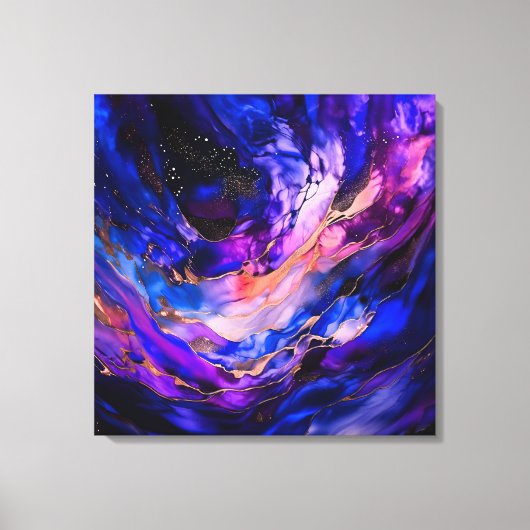 Paarse ruimtenevel in alcoholinkt canvas afdruk (Voorkant)