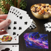 Paarse ruimtenevel in alcoholinkt pokerkaarten (Insitu)