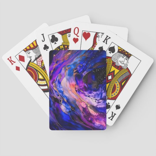Paarse ruimtenevel in alcoholinkt pokerkaarten (Achterkant)