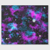 Paarse ruimtevaartsterrenie kosmische ruimtesterre cadeaupapier (Vlak)