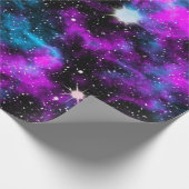 Paarse ruimtevaartsterrenie kosmische ruimtesterre cadeaupapier (Hoek)