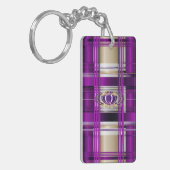 Paarse ruit persoonlijke sleutelhanger (Voorkant Links)