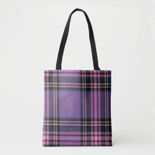 Paarse ruit tote bag (Voorkant)