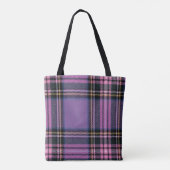 Paarse ruit tote bag (Achterkant)