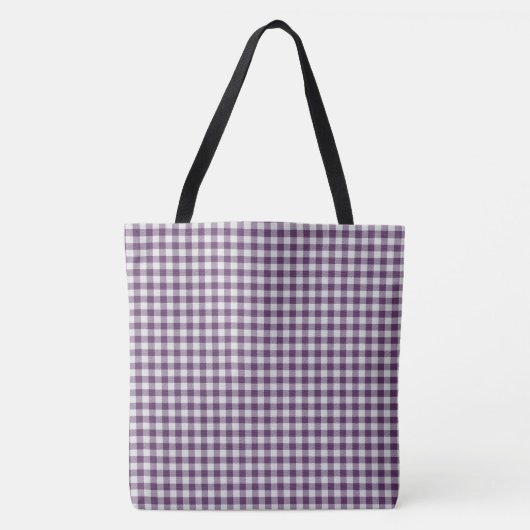 Paarse ruit tote bag (Voorkant)
