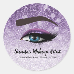 Paarse ruit zweeft ogen   make-up kunstenaar ronde sticker