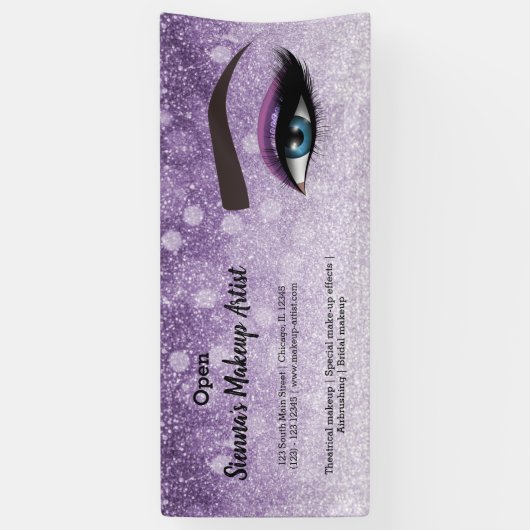 Paarse ruit zweeft ogen | make-up kunstenaar spandoek (Verticaal)