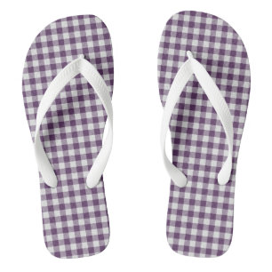 Paarse ruiten teenslippers